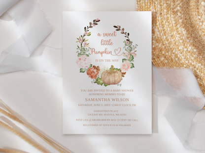 Printable Pink Pumpkin baby shower Invitation Bundle - Image 2