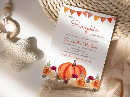 Printable Pumpkin Baby Shower Invitation Bundle - Image 2