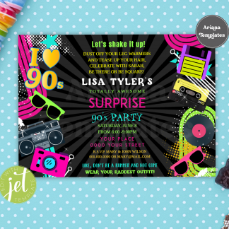 Retro 90s Party Invitation Template