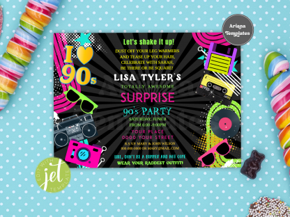 Retro 90s Party Invitation Template