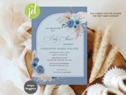 Pampas Boy Baby Shower Invitation Template - Image 3