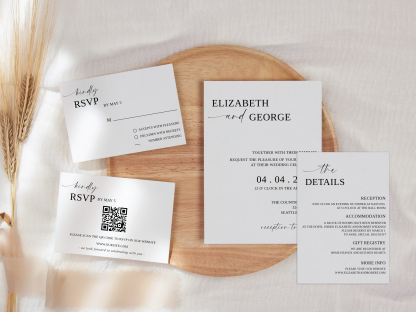 Simple Minimalist Modern Wedding Invitation Template with 2 RSVP and Details Card. Try Before You Buy with Demo Link in Description. Edit, Save and Download to Print.