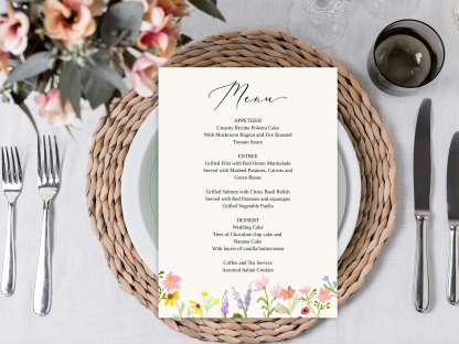 PRINTABLE Modern Wildflowers Wedding Menu Template - Image 2