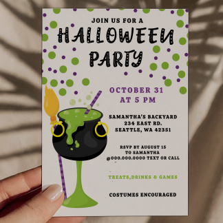 Halloween Invitation Template Green Ghoulish Drink