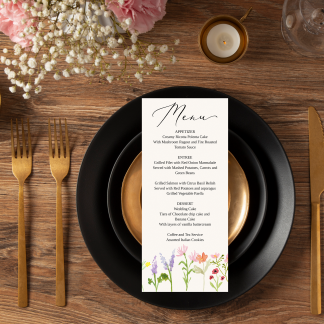 PRINTABLE Modern Wildflowers Wedding Menu Template