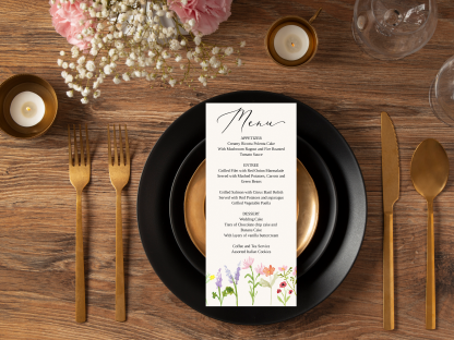 PRINTABLE Modern Wildflowers Wedding Menu Template