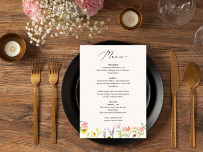 PRINTABLE Modern Wildflowers Wedding Menu Template - Image 3