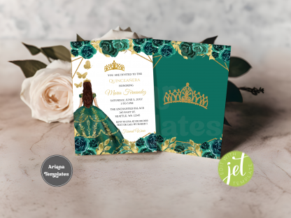 Emerald Quinceanera Invitation Template - Image 2