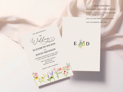 Wildflower Wedding Invitation Set QR Code Bundle - Image 2