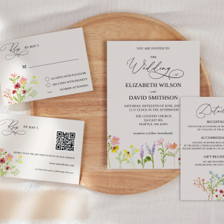 Summer Wildflower Wedding Invitation Set