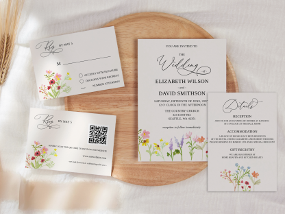 Summer Wildflower Wedding Invitation Set