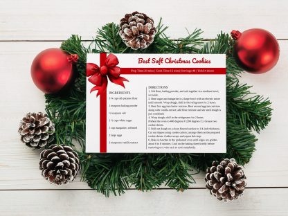 Holiday Recipe Card Template | Christmas Recipe Card | Editable Recipe Card | Multiple Sizes | Instant Download | Red Gift Bow