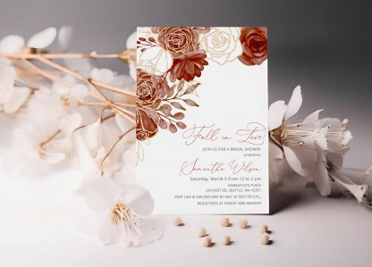 Autumn Bridal Shower Invite, Fall Bridal Shower, Editable Bridal Shower Template, Fall in Love,