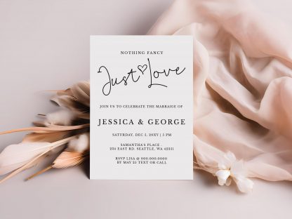 Nothing Fancy Just Love Invitation, Elopement Reception Invite, Minimalist Elopement Announcement Card, Modern Reception Invite