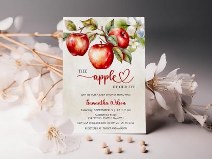 Apple of Our Eye Baby Shower Invitation, Apple Baby Shower Digital Invite Template, Fall Baby Shower Party Instant Download