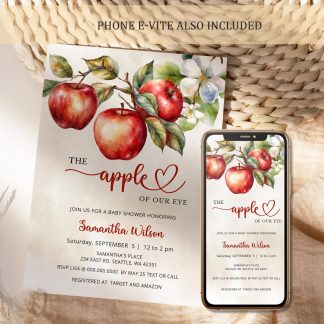 Apple of Our Eye Baby Shower Invitation, Apple Baby Shower Digital Invite Template, Fall Baby Shower Party Instant Download