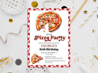 Pizza Dinner Party Invitation, Fun and Colorful Template for Birthday Celebrations, Perfect for Kids or Family Gatherings