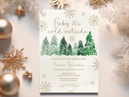 Winter Baby Shower Invitation, Gender Neutral Baby Shower Invitation, Instant Download, Baby It's Cold Outside