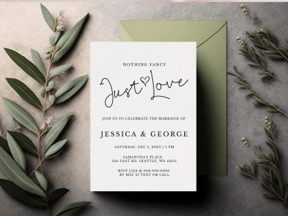 Nothing Fancy Just Love Invitation, Elopement Reception Invite, Minimalist Elopement Announcement Card, Modern Reception Invite