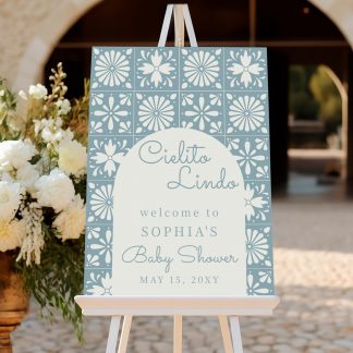 Blue Cielito Lindo Baby Shower Sign, Blue Baby Shower Welcome Sign, Instant Download, Talavera, Mexican, Welcome Sign