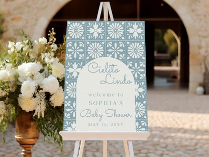 Blue Cielito Lindo Baby Shower Sign, Blue Baby Shower Welcome Sign, Instant Download, Talavera, Mexican, Welcome Sign