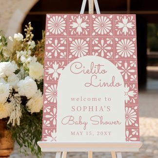 Pink Cielito Lindo Baby Shower Sign, Pink Baby Shower Welcome Sign, Instant Download, Talavera, Mexican, Welcome Sign