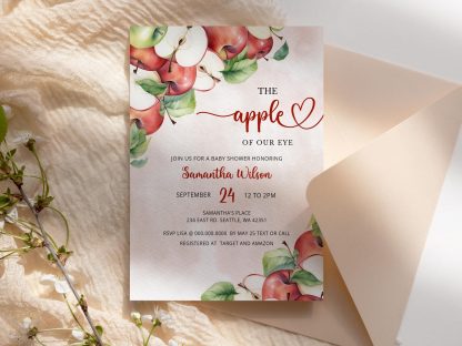 Apple of Our Eye Baby Shower Invitation, Apple Baby Shower Digital Invite Template, Fall Baby Shower Party Instant Download