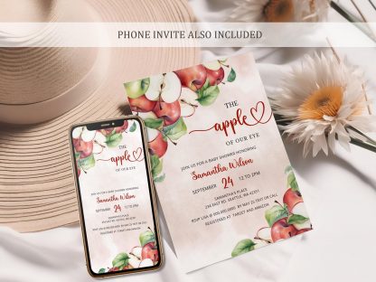 Apple of Our Eye Baby Shower Invitation, Apple Baby Shower Digital Invite Template, Fall Baby Shower Party Instant Download