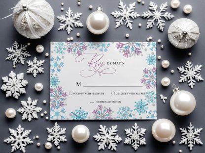 Winter Wedding Invitation Template | Christmas Wedding Invitation Set | Editable Snowflake Winter Wedding Invite Suite | RSVP QR code