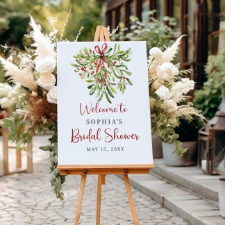 Christmas Bridal Shower Sign - Mistletoe | Winter Bridal Shower Sign | Holiday Bridal Shower Sign | Welcome Sign