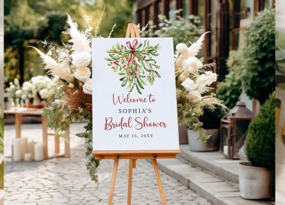 Christmas Bridal Shower Sign - Mistletoe | Winter Bridal Shower Sign | Holiday Bridal Shower Sign | Welcome Sign