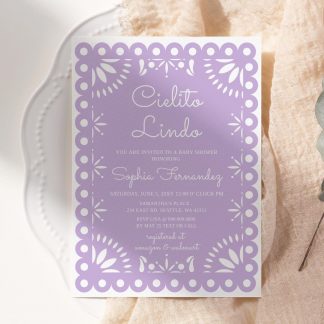 Cielito Lindo Baby Shower Invitation Light Purple, Girl Baby Shower Invitation, Instant Download, Papel Picado Invitation, Mexican