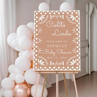 Cielito Lindo Baby Shower Sign, Gender Neutral Baby Shower Sign, Instant Download, Papel Picado, Mexican, Welcome Sign