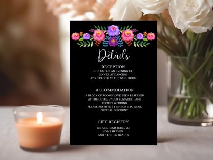 Mexican Folk Floral Wedding Invitation Set | Fiesta Wedding Invitations | Bright Florals |QR Code Rsvp