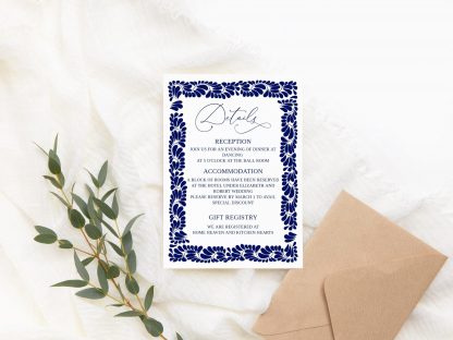 Mexican Blue Talavera Wedding Invitation Set | Wedding Invitation | Qr Code Rsvp