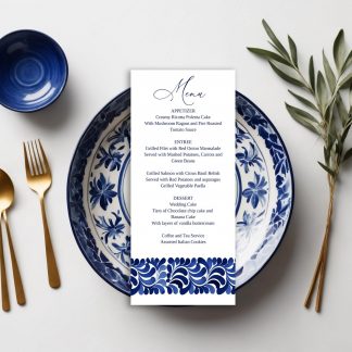 Mexican Blue Talavera Wedding Menu and Programs | Wedding Menu | Wedding Programs