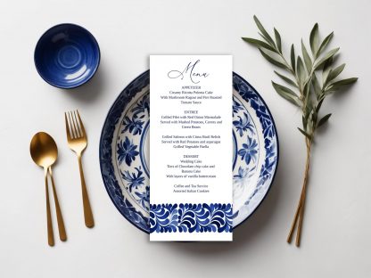 Mexican Blue Talavera Wedding Menu and Programs | Wedding Menu | Wedding Programs