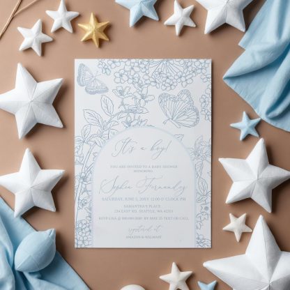 Blue French Country Baby Shower invitation | Boy Baby Shower Invite | Toile De Jouy Baby Shower Invitation | Two Styles