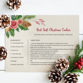 Christmas Recipe Card | Holiday Recipe Card | Multiple Sizes | Instant Download