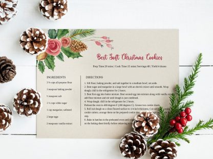 Christmas Recipe Card | Holiday Recipe Card | Multiple Sizes | Instant Download