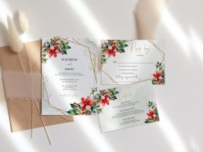 Christmas Wedding Invitation Set | Winter Wedding Invitation Template | Editable Rustic Winter Wedding Invite Suite | RSVP QR code