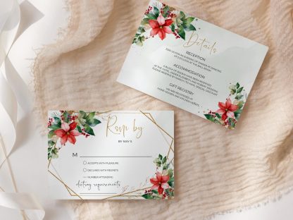 Christmas Wedding Invitation Set | Winter Wedding Invitation Template | Editable Rustic Winter Wedding Invite Suite | RSVP QR code