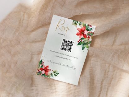 Christmas Wedding Invitation Set | Winter Wedding Invitation Template | Editable Rustic Winter Wedding Invite Suite | RSVP QR code