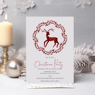 Nordic Reindeer Christmas Party Invitation | Holiday Party Invitation | Instant Download