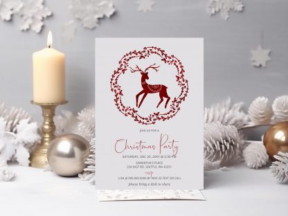 Nordic Reindeer Christmas Party Invitation | Holiday Party Invitation | Instant Download