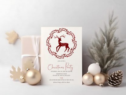 Nordic Reindeer Christmas Party Invitation | Holiday Party Invitation | Instant Download