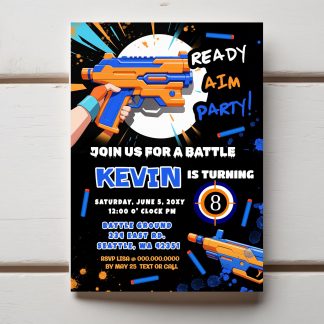 Editable Dart Guns Birthday Party Invitation, Dart Gun Party, Boy Birthday Invite, War Birthday Party, Dart Gun Battle, Digital Invite