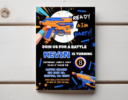 Editable Dart Guns Birthday Party Invitation, Dart Gun Party, Boy Birthday Invite, War Birthday Party, Dart Gun Battle, Digital Invite