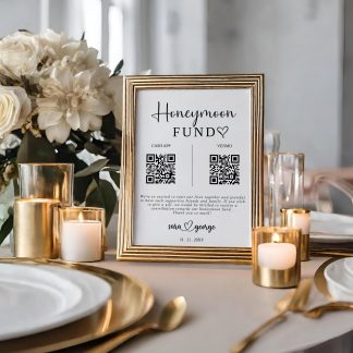 Honeymoon Fund Sign, Venmo Honeymoon Wish Sign, Editable Wedding Sign, QR Code, 8x10, Instant Download