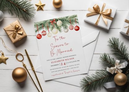 Christmas Bridal Shower Invitation | Holiday Bridal Shower Invite | December Bridal Shower, Winter Bridal Shower | Editable